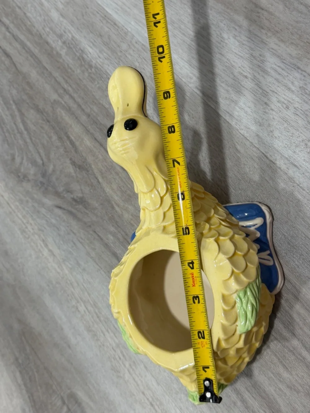 Vintage Ceramic Duck Planter Yellow Bird Vase Sneaker Base